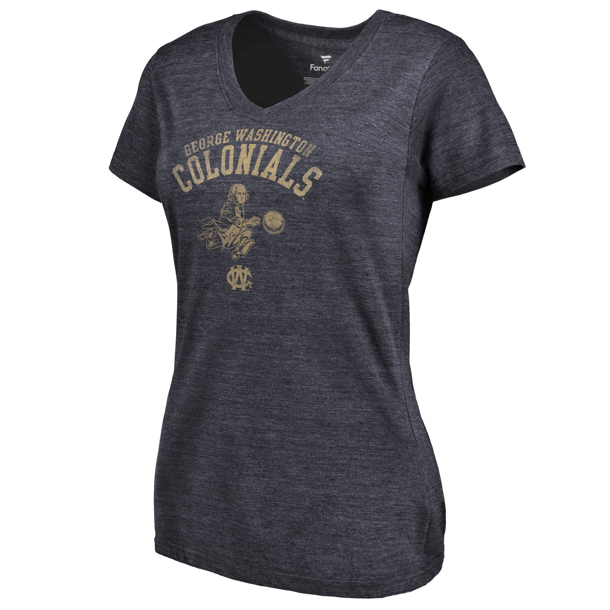 2020 NCAA Fanatics Branded George Washington Colonials Women Navy Vault Arch Over Logo TriBlend VNeck TShirt